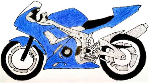 How To Draw A Sports Bike Easy Step By Step Youtube