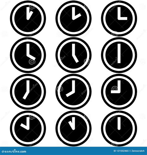 Clocks Showing Different Time Hours Symbols Icons Signs Logos Simple