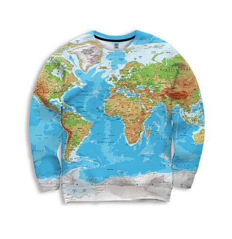Sweatshirt Mit Geographie Druck Weltkarte Pullover Globe Etsy