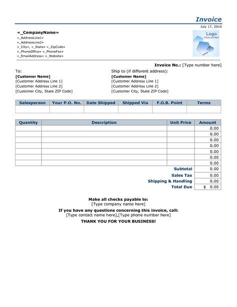 Invoice For Small Business Invoice Template Ideas