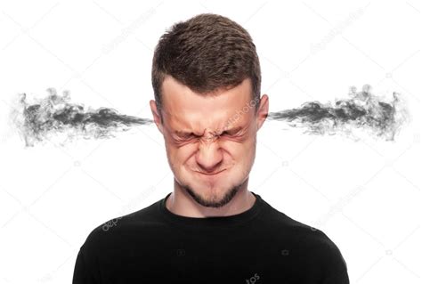 Angry Man With Smoke Coming Out From His Ears — Stock Photo