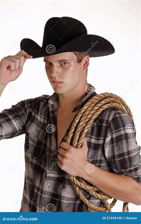 Blue Eyed Cowboy Tips His Hat Stock Photo Image Of Handsome Eyes