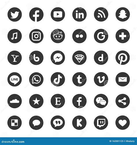 Round Social Media Or Social Network Flat Vector Icon For Apps And