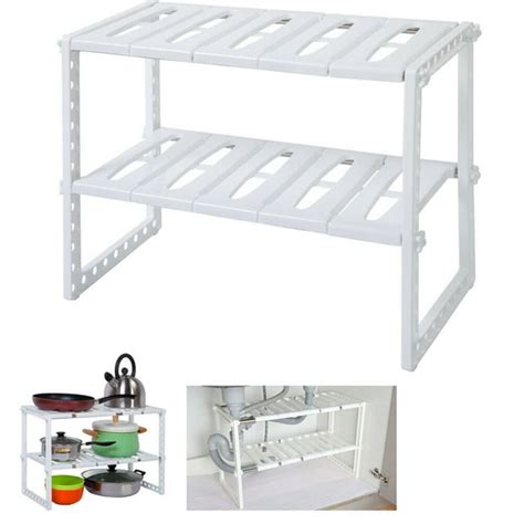 2 Tiers Expandable Kitchen Storage Multi Functional Rack Adjustable