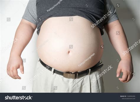 Fat Man Big Belly Diet Closeup Stock Photo Edit Now 1328992499