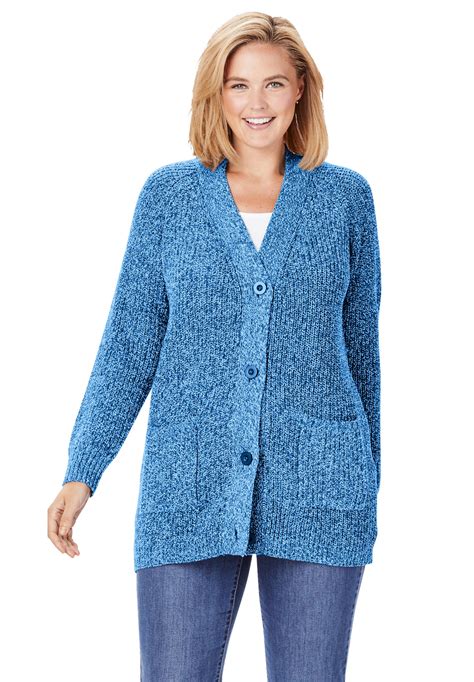 woman within woman within women s plus size long sleeve shaker cardigan sweater
