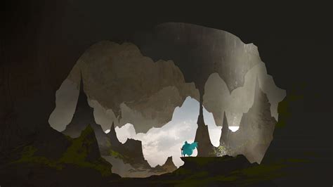 Download Wallpaper 2560x1440 Silhouette Traveler Rocks Cave Art