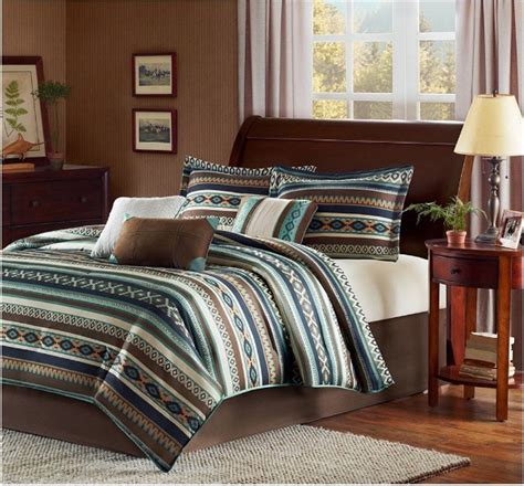 7 Piece Southwest Printed Theme Comforter Set Cal King Size Featuring