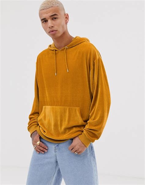 Asos Design Oversized Hoodie In Cord In Yellow Asos