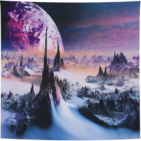 Planet Mountains By Ho Me Lili Tapestry Wall Hanging Galaxy Stars