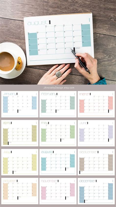 2017 Wall Calendar Wall Planner Pastel Colors Geometric Wall