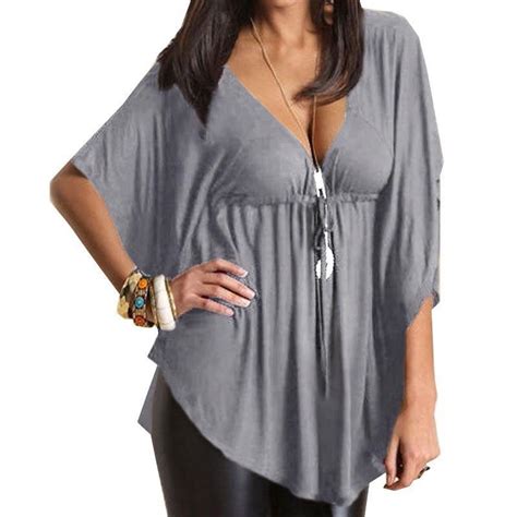 Sexy Casual Loose V Neck Batwing Sleeve Tops