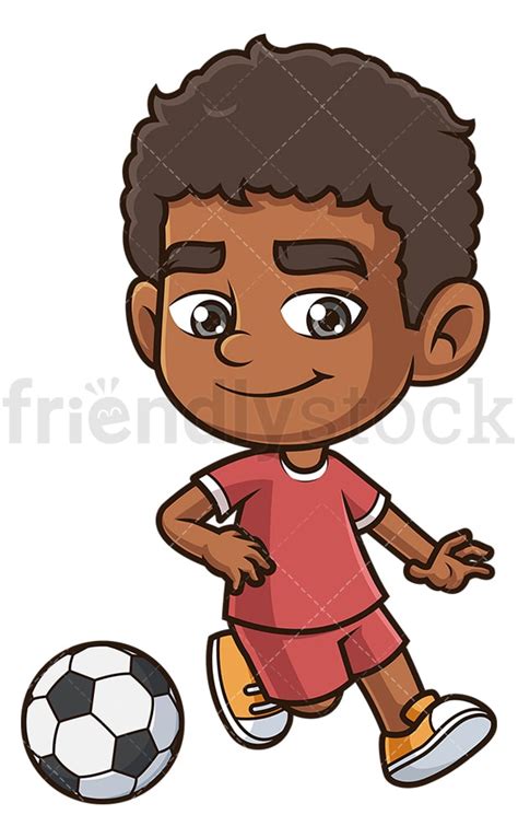 Black Boy Playing Soccer Cartoon Clipart Vector Friendlystock