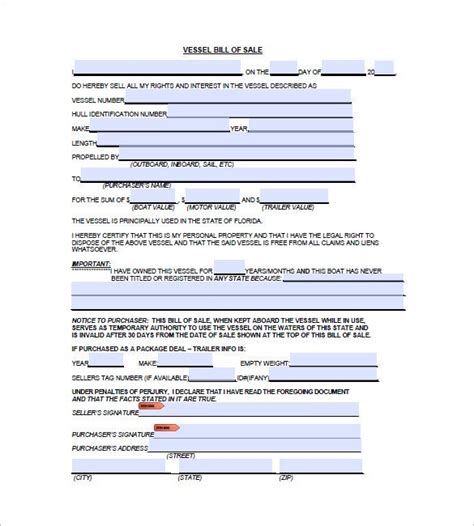 Boat Bill Of Sale Word Template