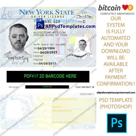 New York Driver License Template Psd Templates Templates Psd