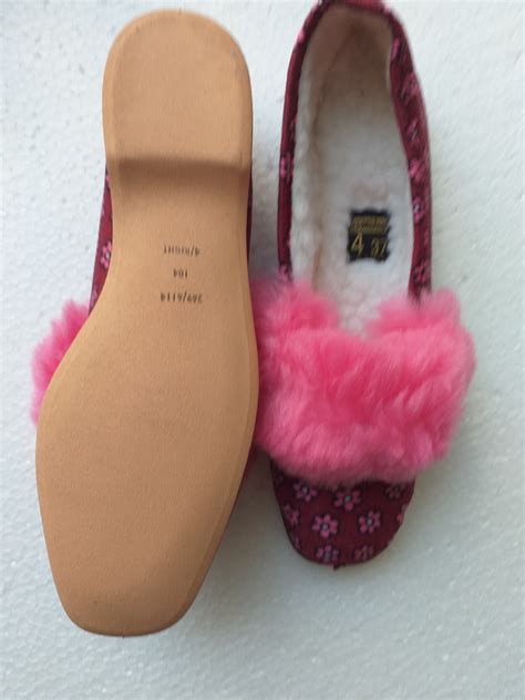 Half Fur Cuff Slippers From 1960s Early 70s Vulcanised Rubber Soles
