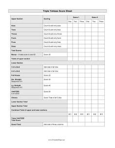 Free printable bunco score sheet / card download 02. Board Games on Pinterest | Dice Games, Centerpieces and Music