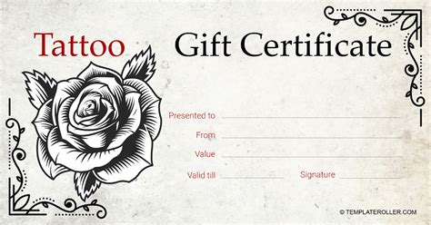 Tattoo Gift Voucher Template Word My XXX Hot Girl