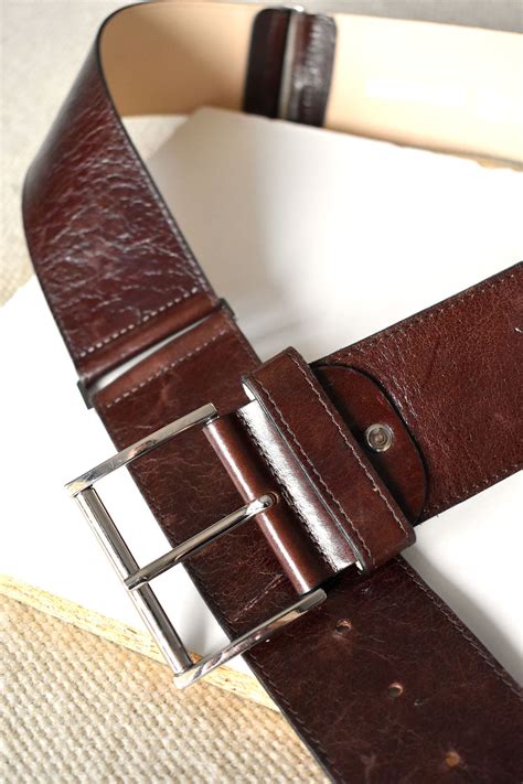Vintage 90s Chunky Brown Leather Belt Wide Waist Belt Etsy Brown