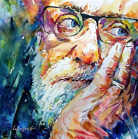 Looking Askance By David Lobenberg Watercolor 12 Inches X 12 Inches