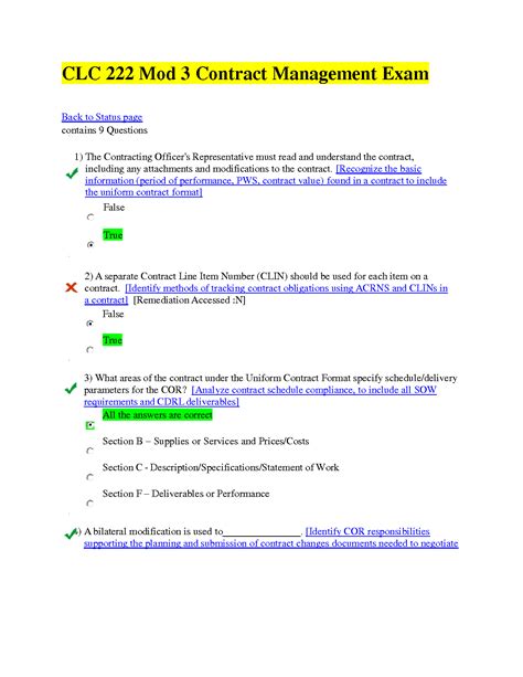 Solution Clc 222 Mod 3 Contract Management Exam Studypool
