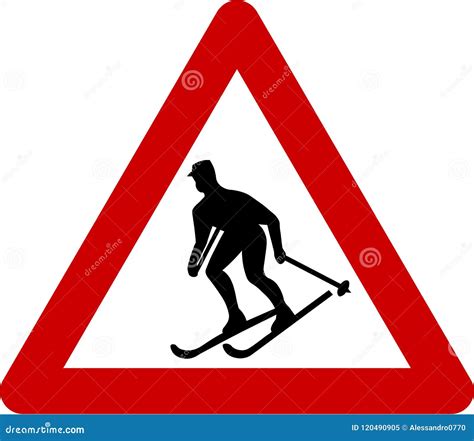 Warning Sign With Skier Stock Illustration Illustration Of Caution