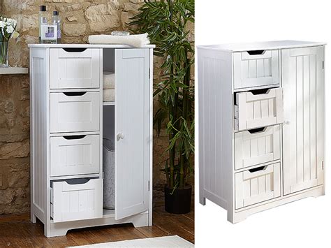 With numerous advantages, one can surely own such a cabinet. White Wooden 4 Drawer Bathroom Storage Cupboard Cabinet ...