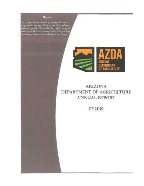 Annual Report Of The Arizona Department Of Agriculture 2019 Arizona