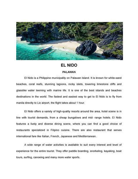 Elnido Tourist SPOT IN Palawan EL NIDO PALAWAN El Nido Is A