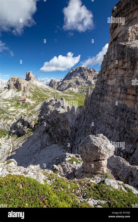 Mountain Wall Of Monte Paterno In Background Sasso Di Sesto Torre Di