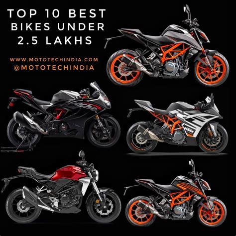 To see the latest price in your city, offers, variants, specifications, pictures, mileage and reviews, please select your desired bike models from the list. Top 10 Best Bikes Under 2.5 Lakhs In India. Check out the ...