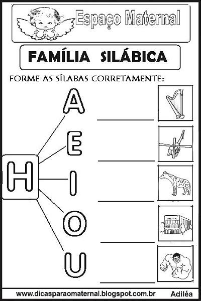 ATIVIDADES AS FAMÍLIAS SILÁBICAS PARA IMPRIMIR E COLORIR Espaço