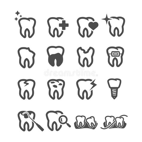 Tooth Icons Dental And Health Care Concept Teeth And Gum Symptom