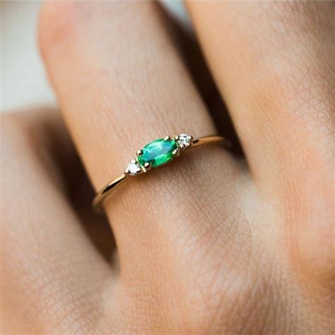 Natural Emerald Women Gold Plated Ring 925 Sterling Silver Etsy