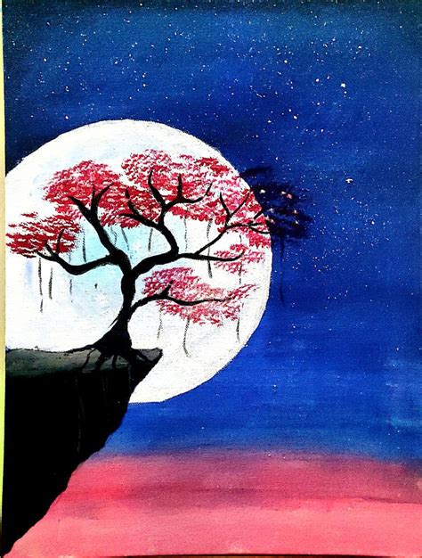 Moon And Tree Easy Canvas Painting Canvas Painting Art