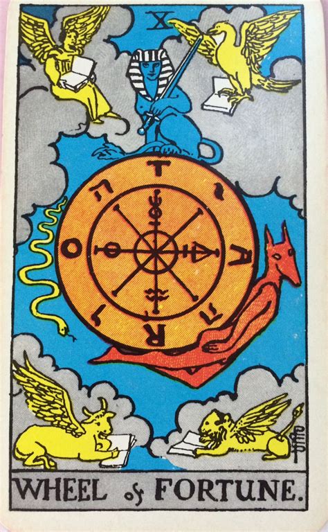 You may be on top of the world now, but you could just as easily be headed downward. Tarot Card of the Week: The Wheel of Fortune | Tarot Cards ...