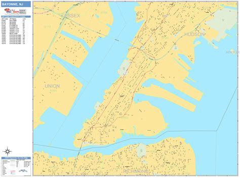 Bayonne New Jersey Wall Map Basic Style By Marketmaps