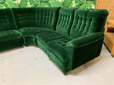Mid Century Green Velvet Tufted Sectional Sofa Marjorie And Marjorie