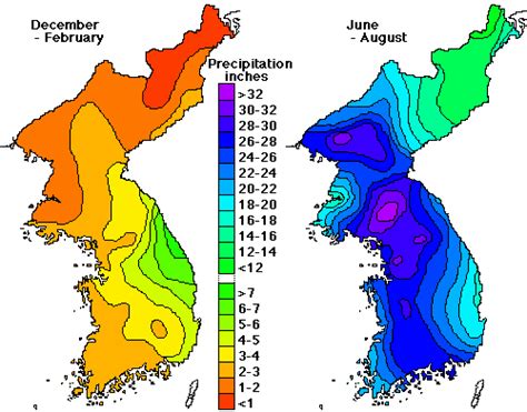 You can zoom it in or out and move around to find resort you are interested in. Average Precipitation in Korea