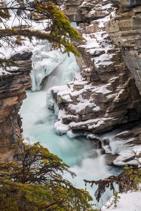 Athabasca Falls In Winter Canada Stock Photo Image Of Beautiful