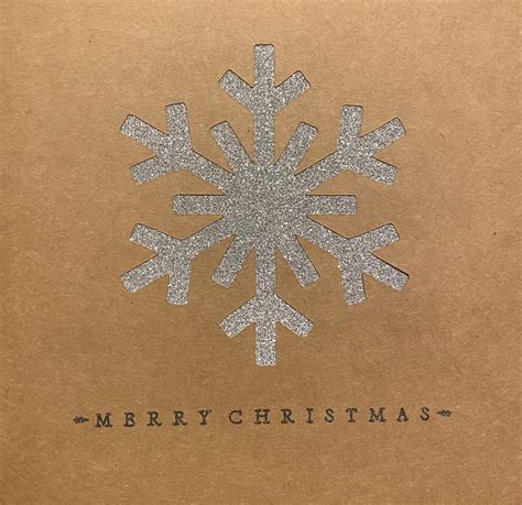Silver Glitter Snowflake Christmas Card Etsy