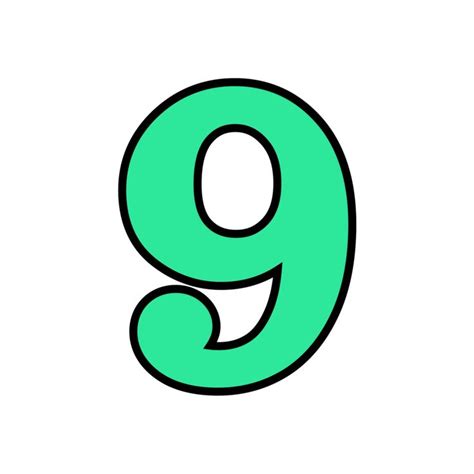 Zahl Nummer Number 9 Color Letters Green