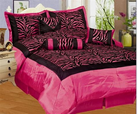 Pink Cheetah Print Bed Set Pictures Pc Zebra Flocking Black Pink Comforter Set Queen Size Bed