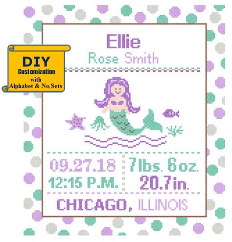 Check spelling or type a new query. Mermaid Cross Stitch Birth Announcement Cross Stitch Birth ...