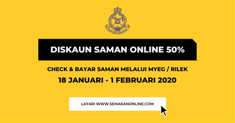 Orang ramai yang mempunyai kompaun atau saman trafik yang masih belum dijelaskan, anda kini berpeluang untuk membayar saman dengan diskaun 50% melalui. Check Saman Online: Cara Semak Saman JPJ, Polis Trafik & AES