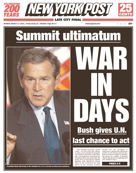 Ny Post Cover For Post Covers On March 17th 2003 New York Post