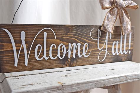 Welcome Yall Sign Rustic Wood Welcome Yall Sign Welcome Yall Sign