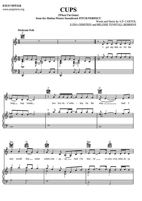 Anna Kendrick Cups Pitch Perfects When Im Gone Sheet Music Pdf