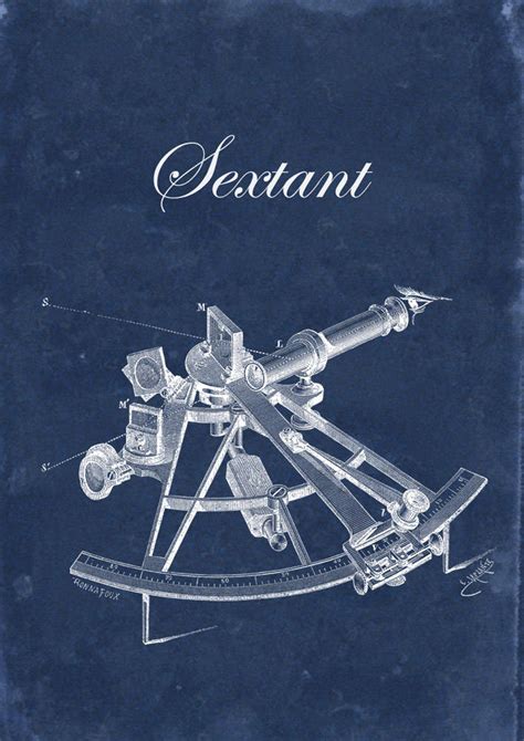 antique engineering sextant art poster print nautical tool etsy