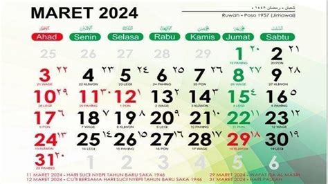 Kalender 2024 Jadwal Libur Nasional Dan Cuti Bersama Jelang Puasa